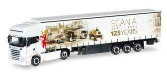 Herpa 306461 Scania R `13 TL Gardinenplanen-Sattelzug "125 Jahre Scania"